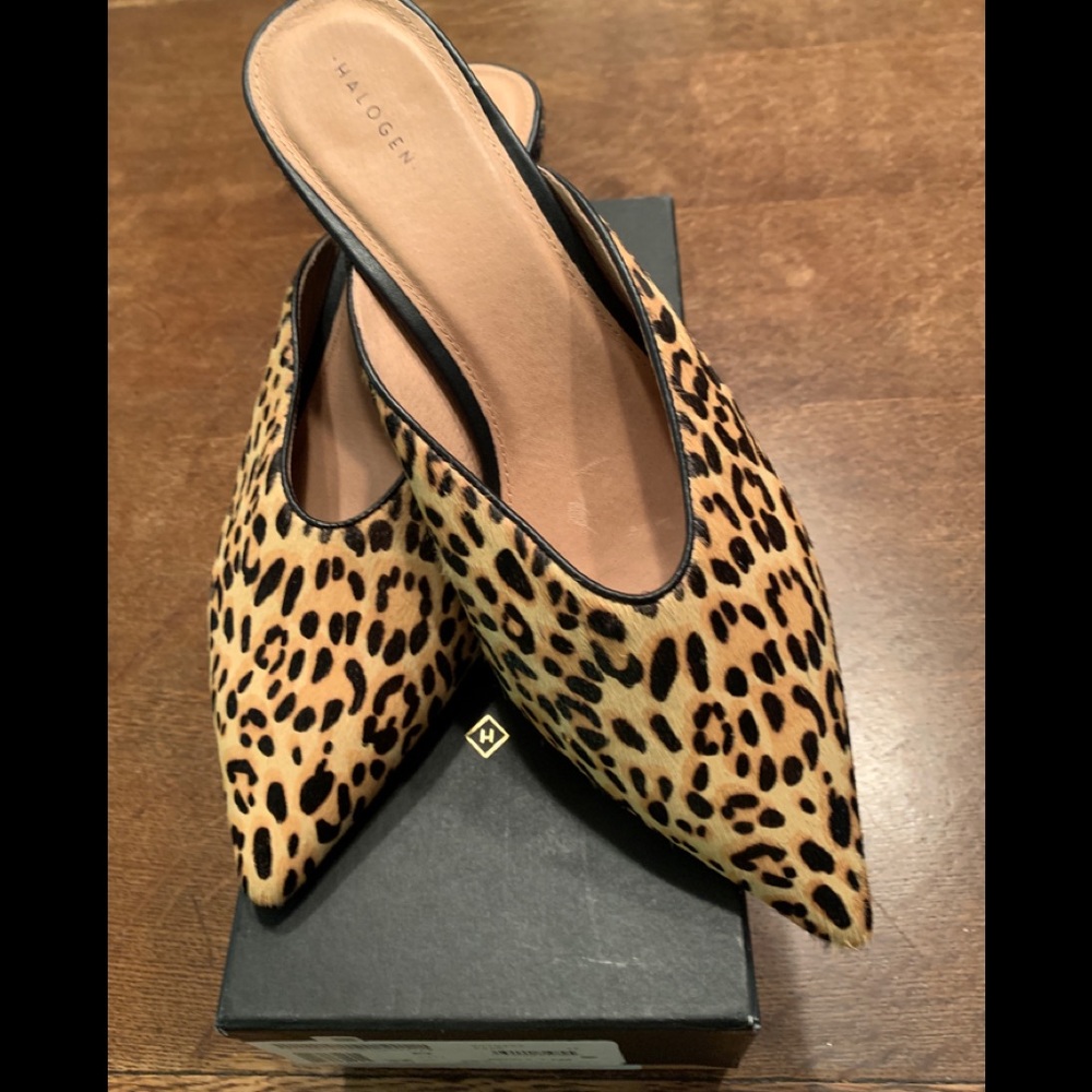 Halogen Cheetah Print Mules with Block Heel NIB
